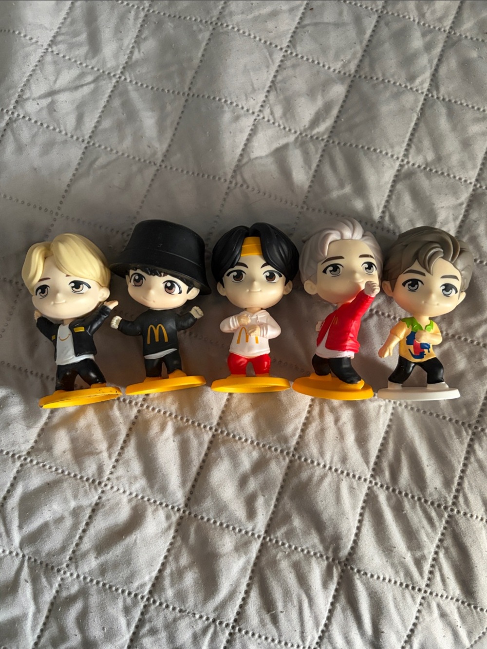BTS McDonald's Mini Figure Set - Yellow, Black, Red, White